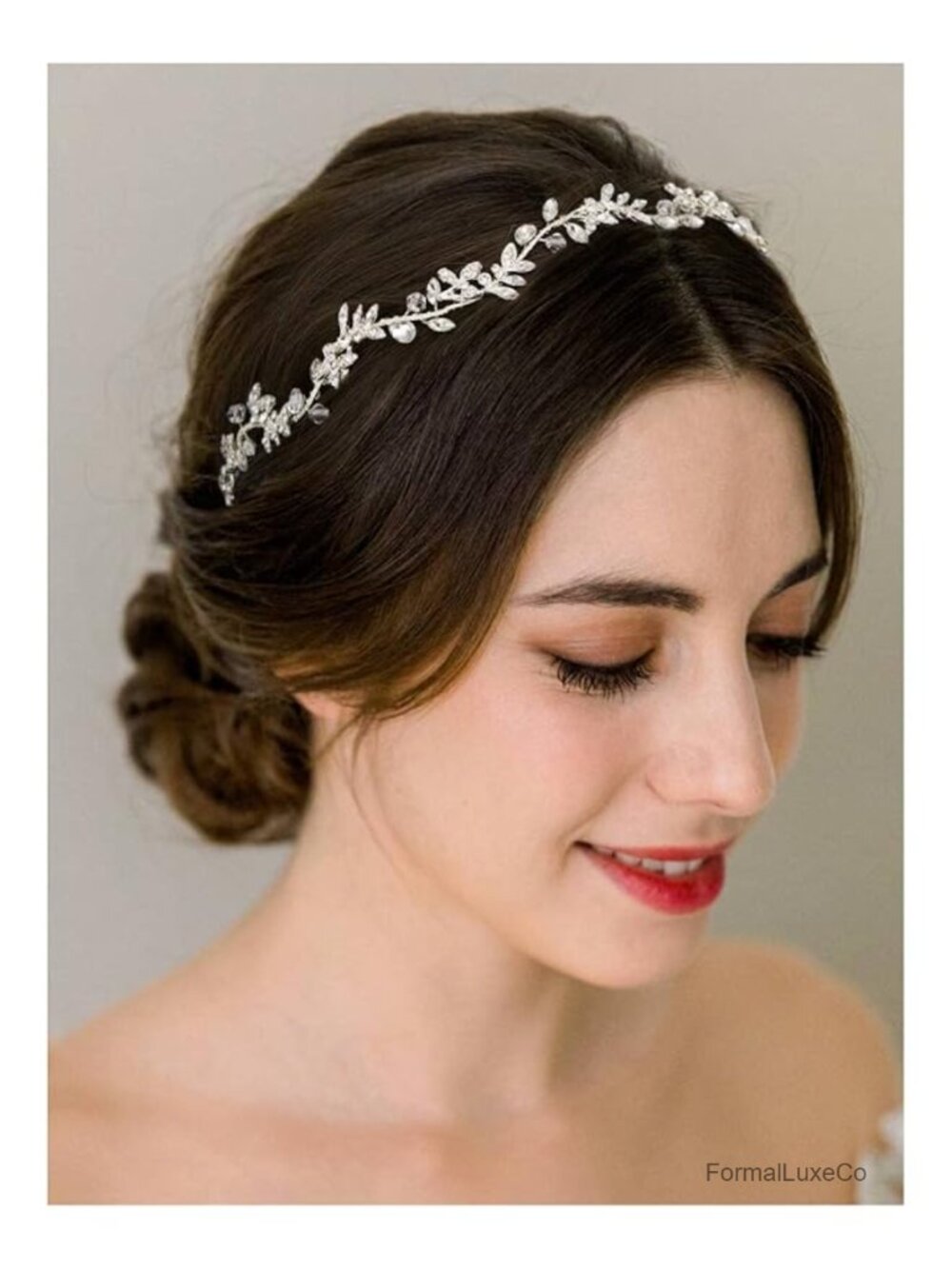 Crystal Leaf Bridal Headband with Sparkling Rhinestones